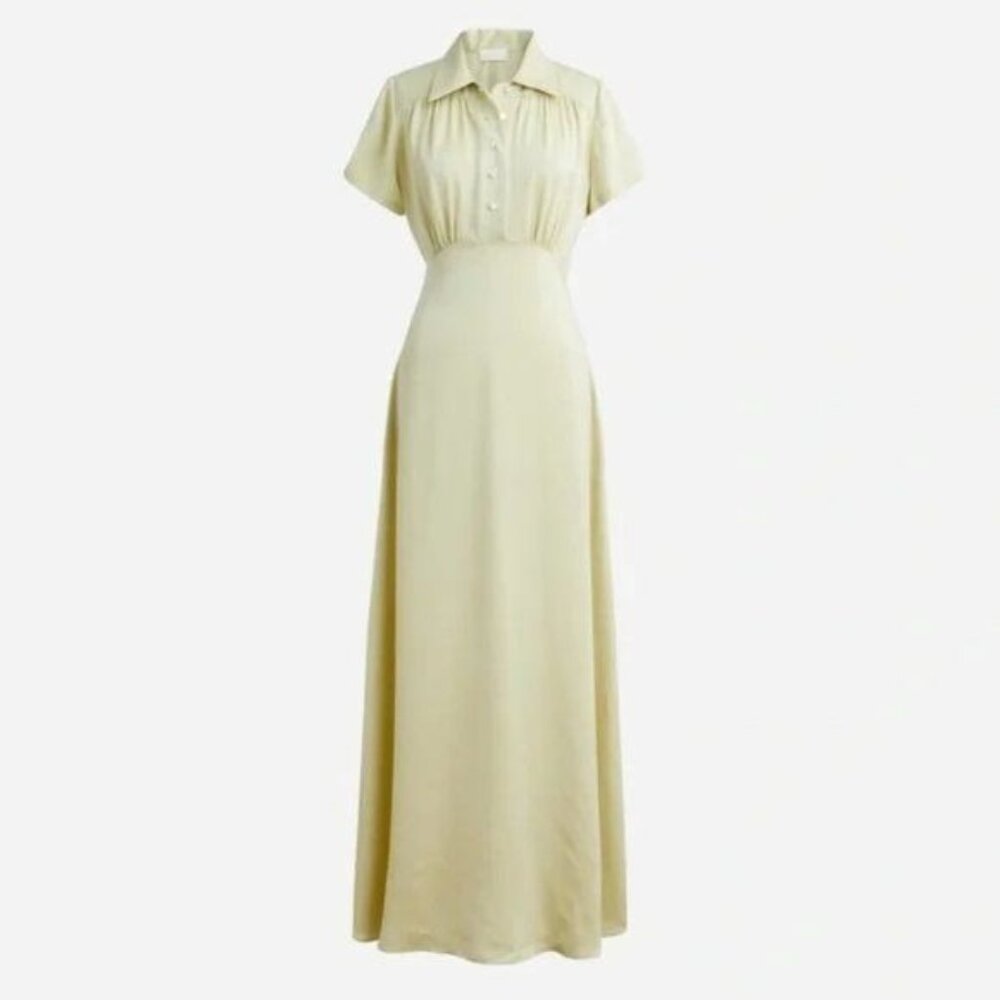 J Crew X Eveliina Vintage Limited Edition Helmi Silk Button Mint Dress - Picture 3 of 15